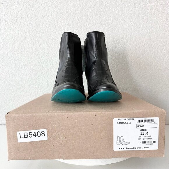 NEW Lane CHELSEA Womens Cowboy Bootie 11 Cowgirl Western Black Short Ankle Boots - Picture 11 of 12